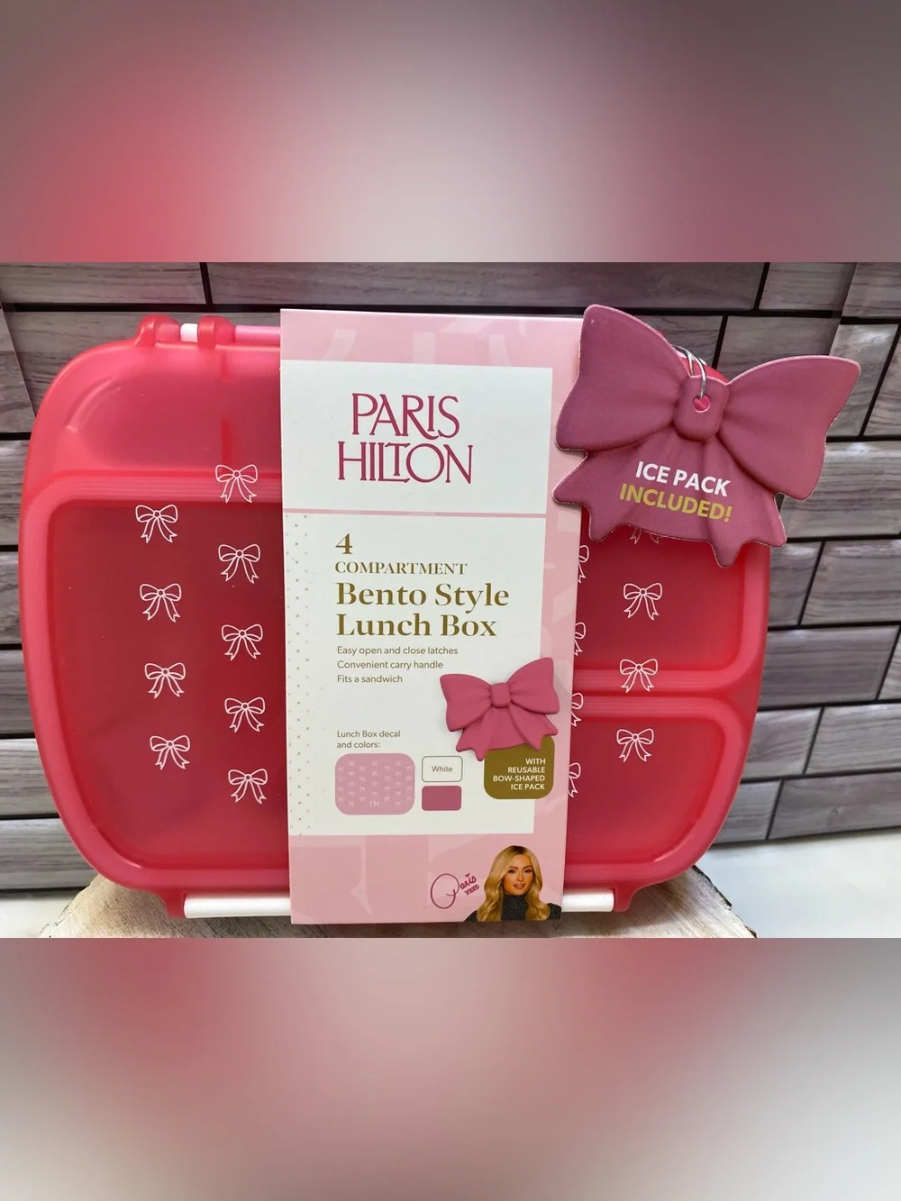 Paris Hilton ❤️Bow Bento style Lunch Box WITH REUSABLE BOW-SHAPED ICE PACK New